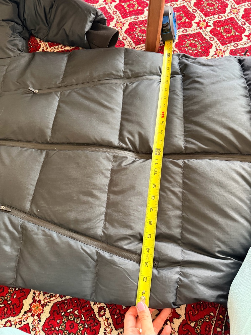 Long Black Puffer Coat with Hood - Picture 6 of 7